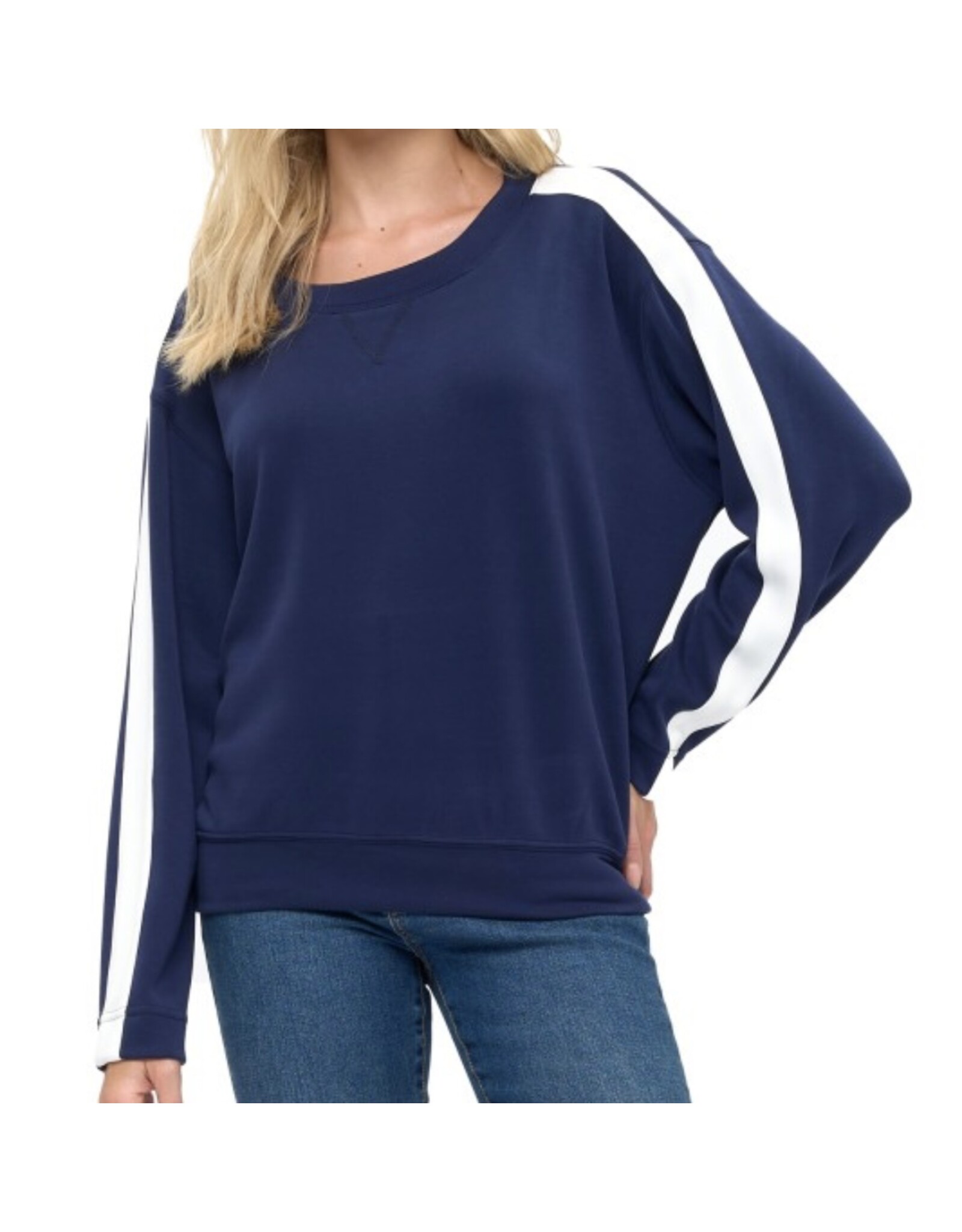Ariella Navy & Ivory Stripe Sweatshirt