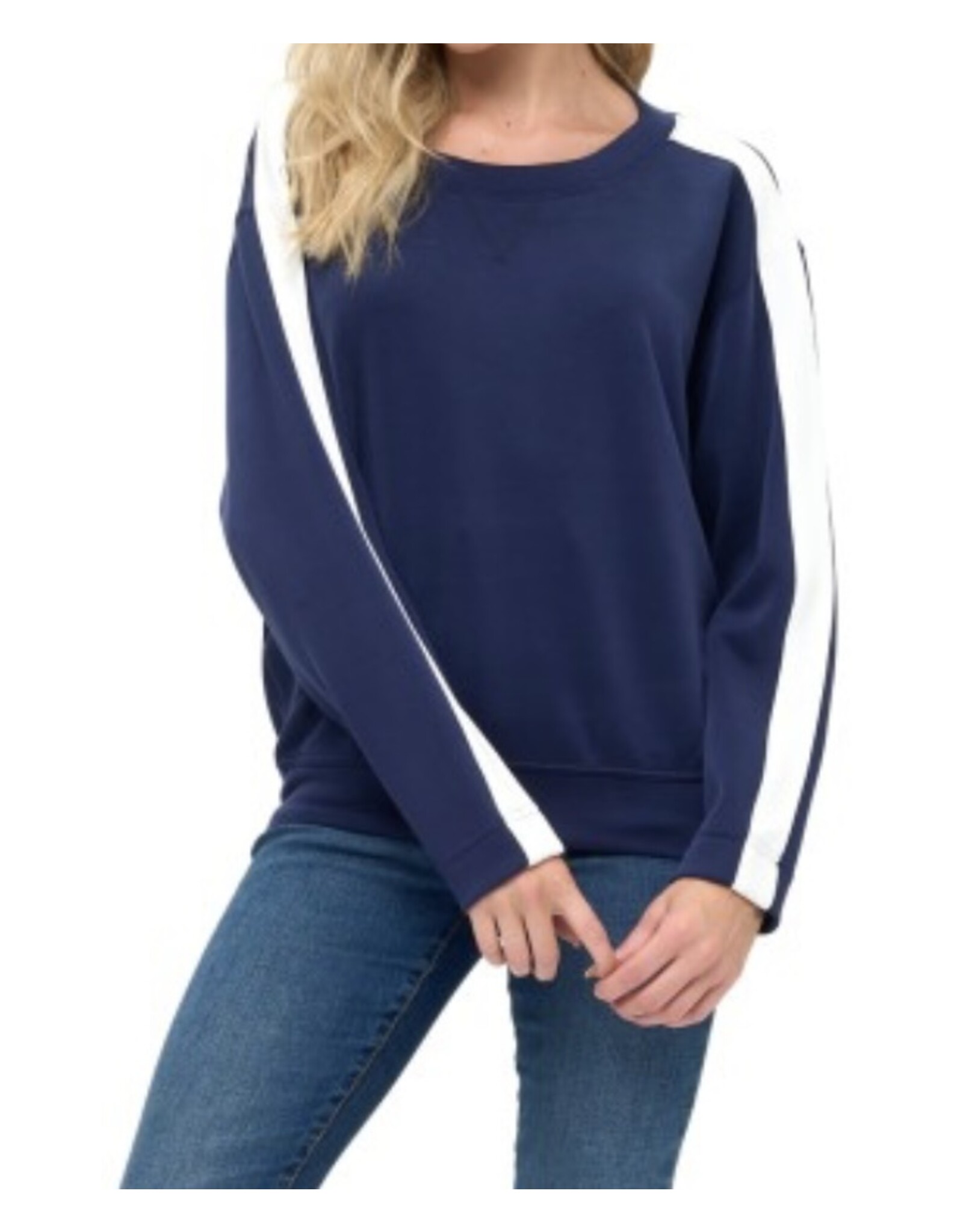 Ariella Navy & Ivory Stripe Sweatshirt