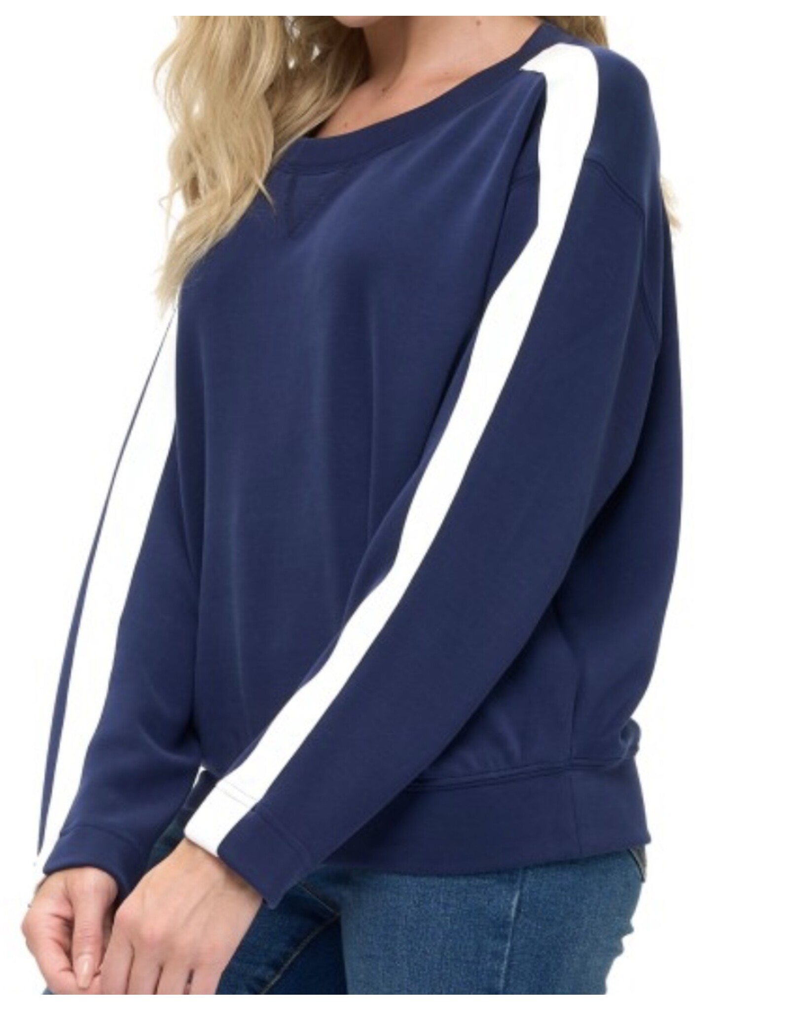 Ariella Navy & Ivory Stripe Sweatshirt