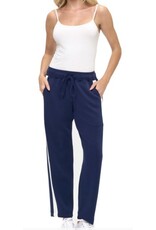 Ariella Navy & Ivory Straight Scuba Pant