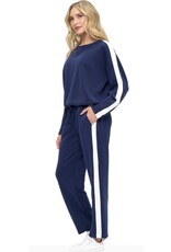 Ariella Navy & Ivory Straight Scuba Pant