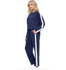 Ariella Navy & Ivory Straight Scuba Pant