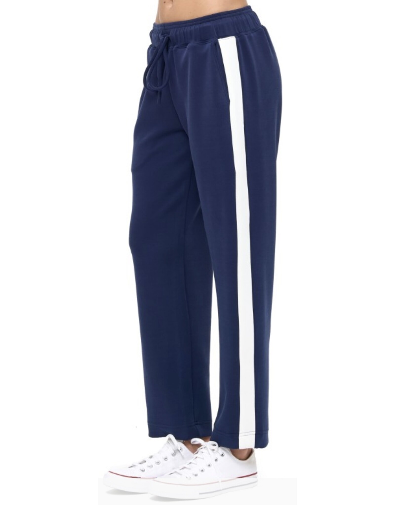 Ariella Navy & Ivory Straight Scuba Pant
