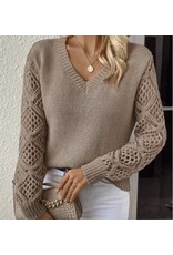Miss sparkling Hollow knit v-neck sweater