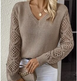 Miss sparkling Hollow knit v-neck sweater