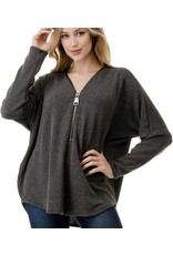 Dolman Sleeve Zipper Top