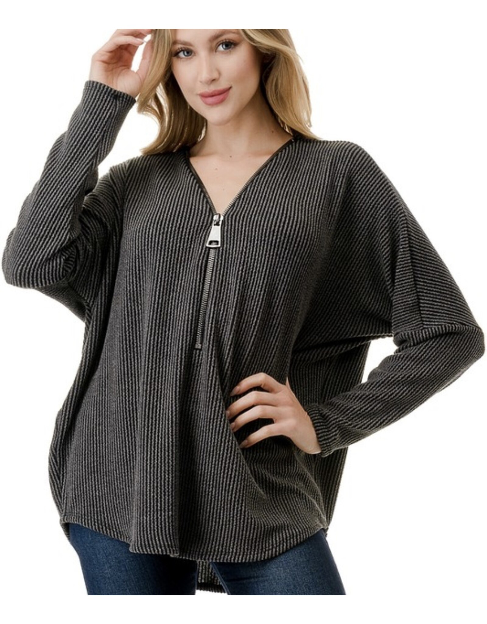 Dolman Sleeve Zipper Top