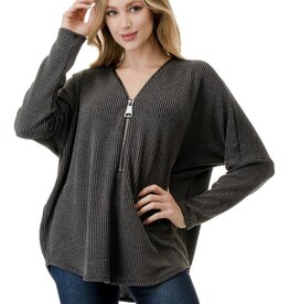 Dolman Sleeve Zipper Top