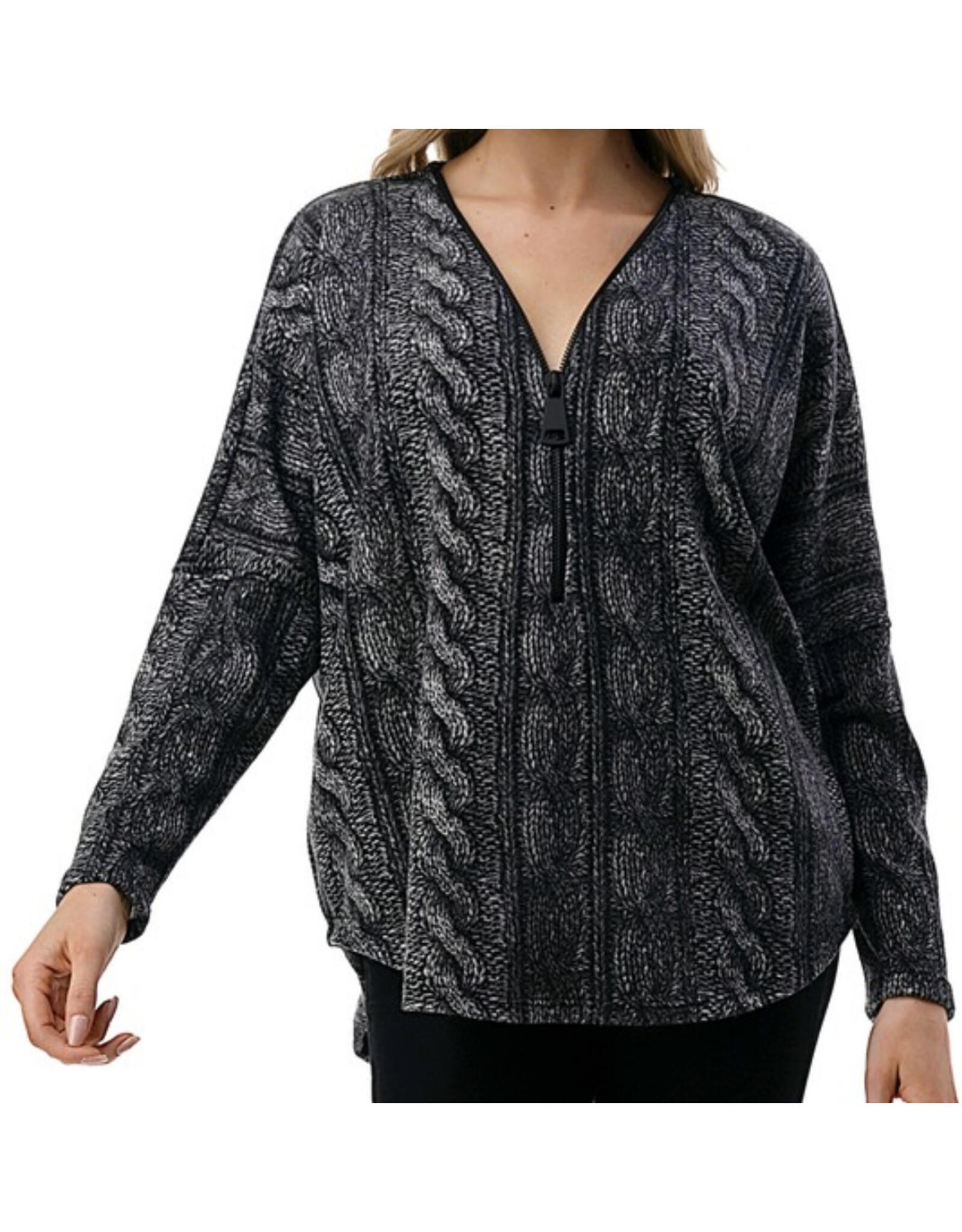 Ariella Dolman sweater look zip up top
