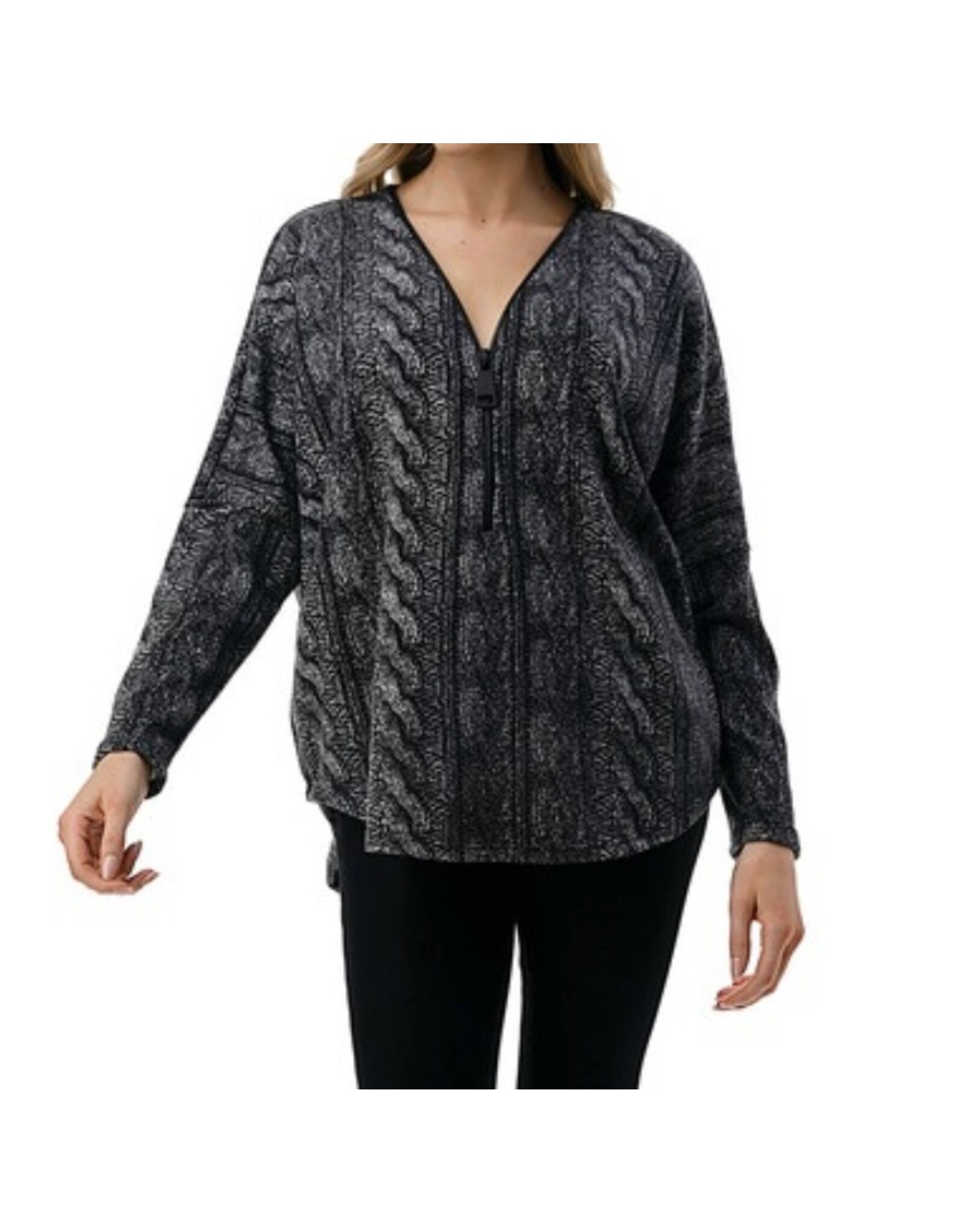 Ariella Dolman sweater look zip up top