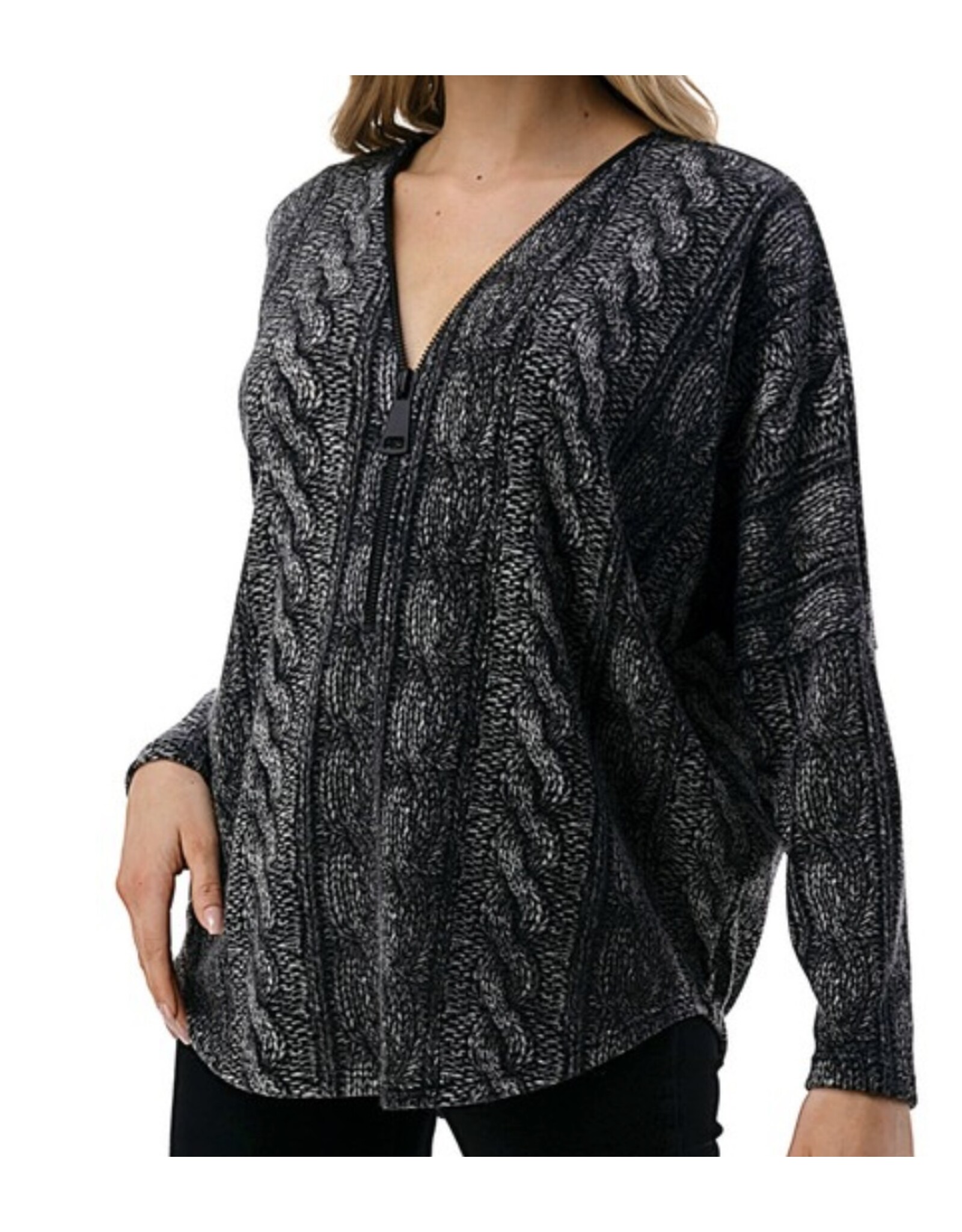 Ariella Dolman sweater look zip up top
