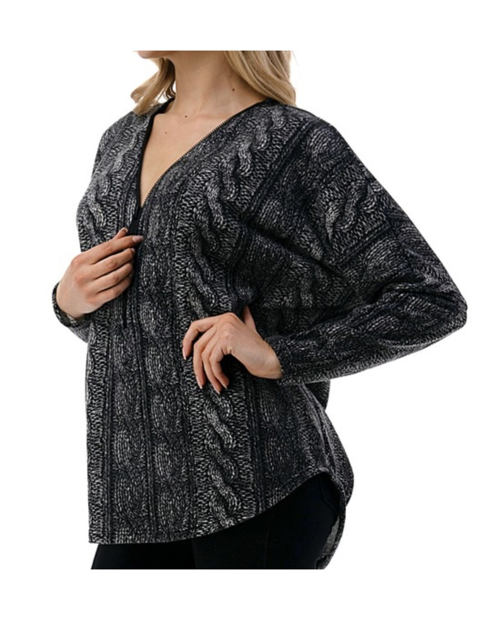 Ariella Dolman sweater look zip up top