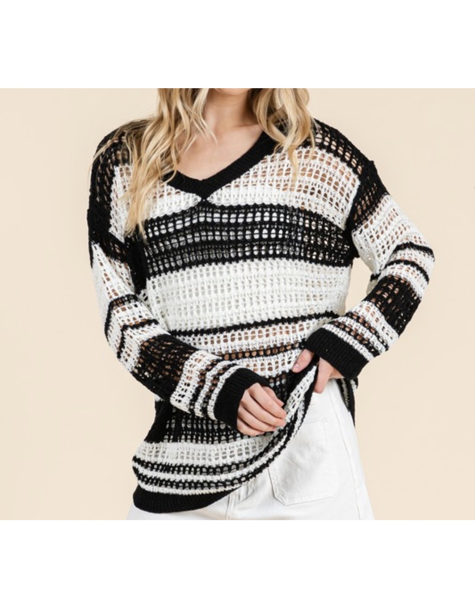 Lovelo Crochet Black & White L/S Sweater