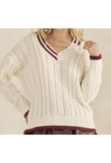 Lovelo Cable Knit V-neck Pullover