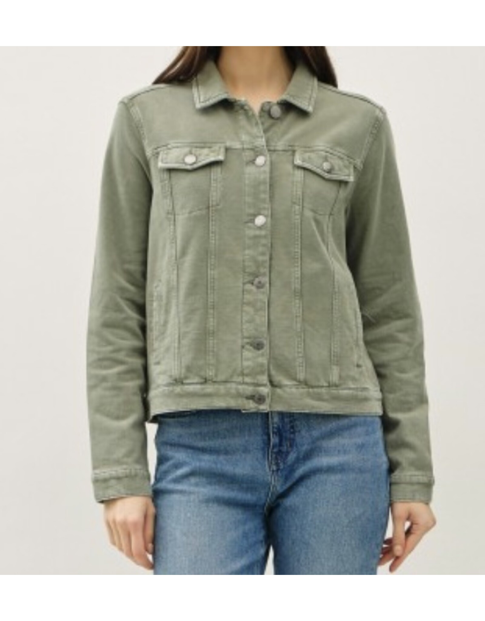 be cool Olive Garment-dye Trucker Jacket