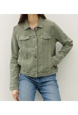 be cool Olive Garment-dye Trucker Jacket