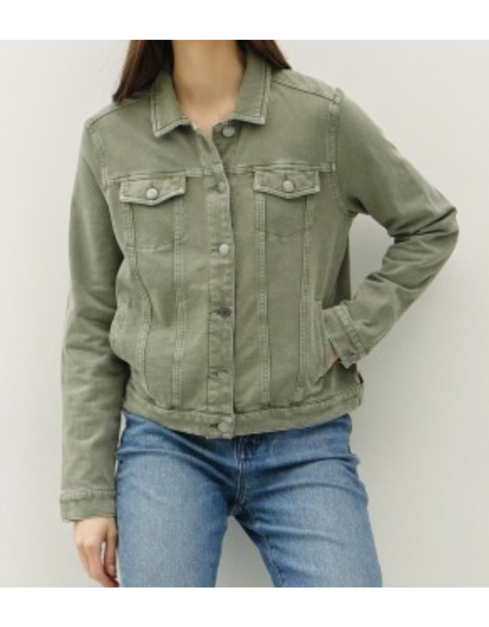 be cool Olive Garment-dye Trucker Jacket