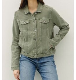 be cool Olive Garment-dye Trucker Jacket