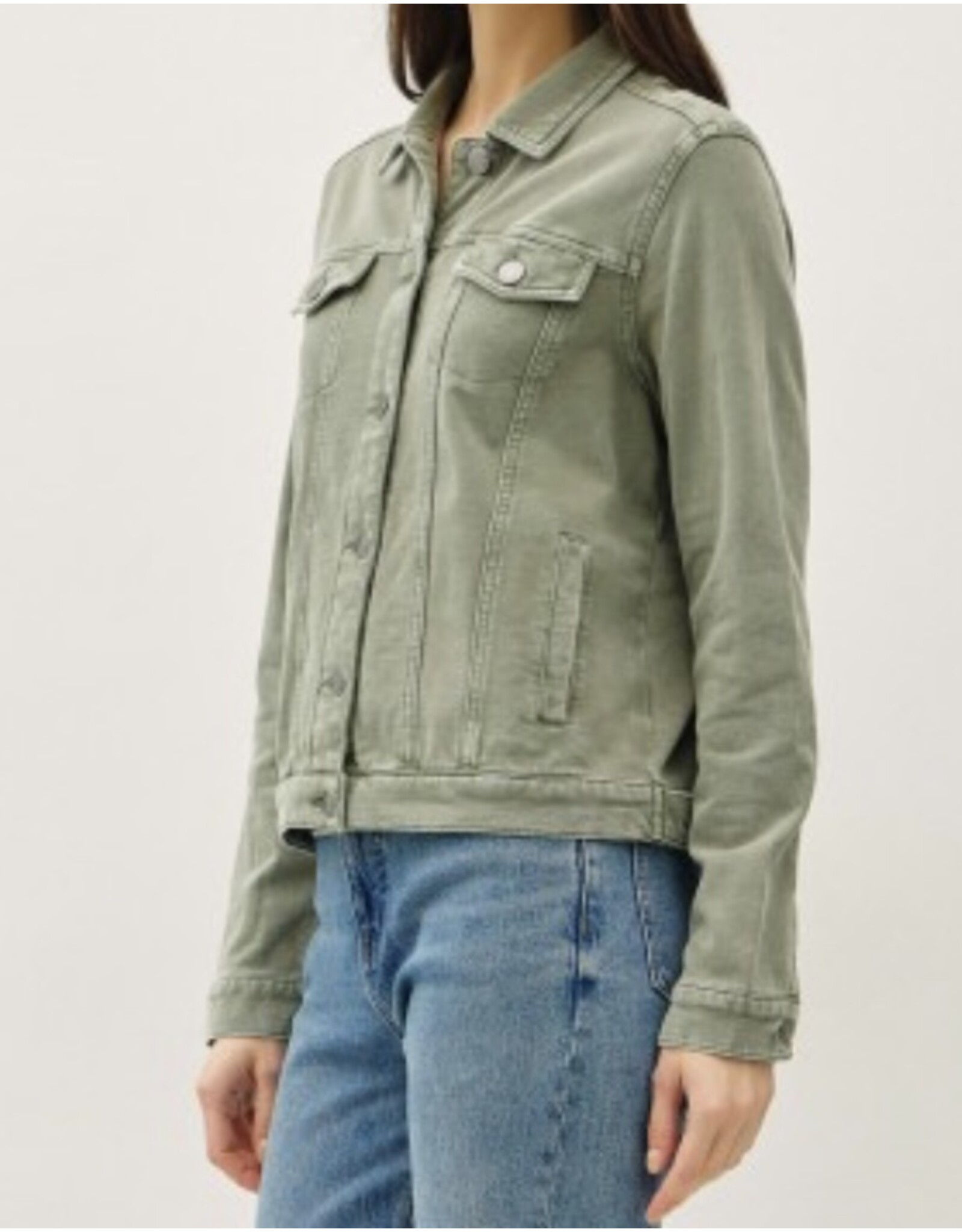 be cool Olive Garment-dye Trucker Jacket