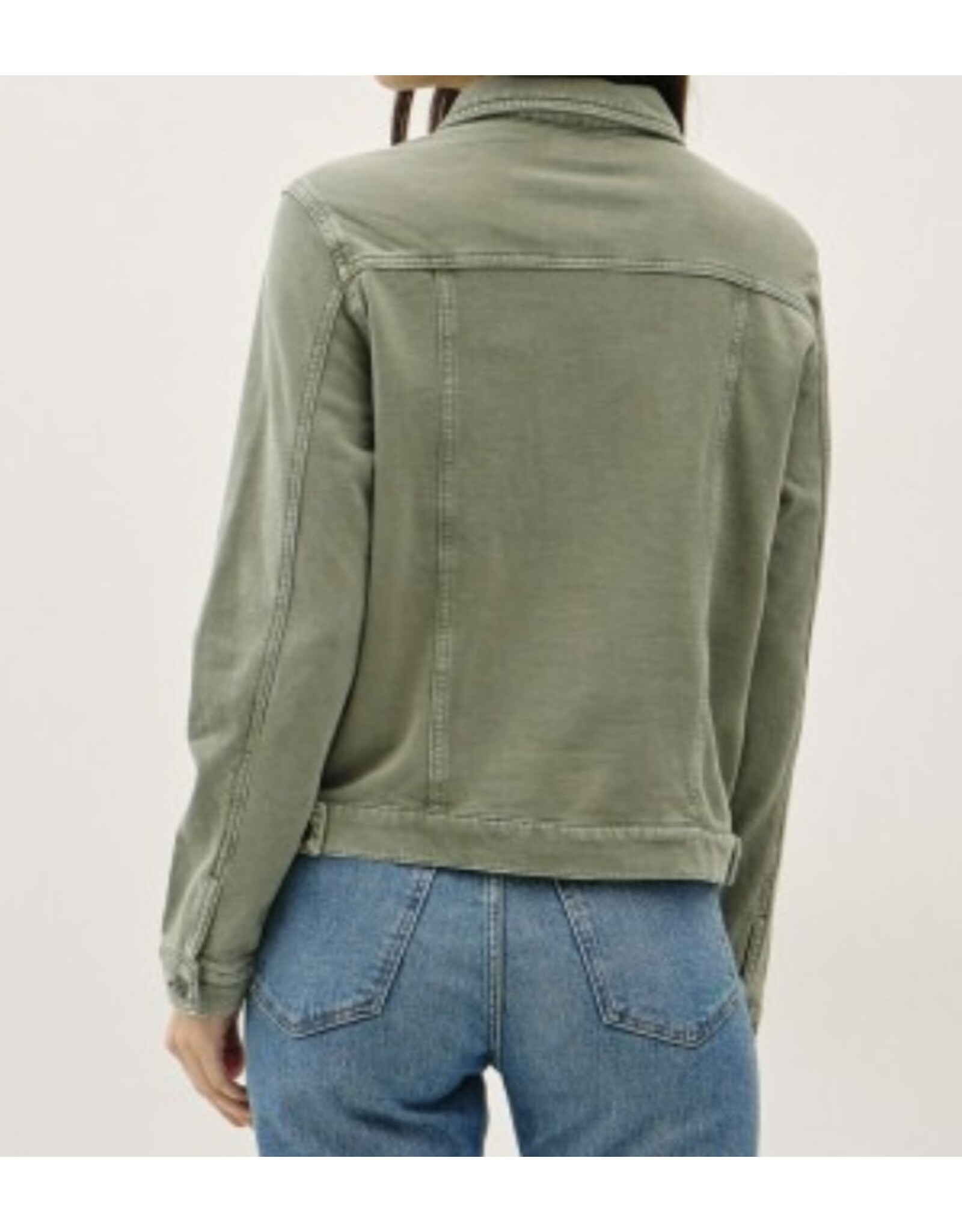 be cool Olive Garment-dye Trucker Jacket