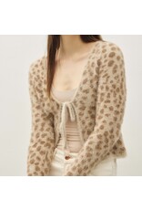 be cool Fuzzy Leopard Jaquard Tie Cardigan