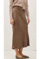 be cool Suede Feel Midi Skirt w/ Elastic Waistline