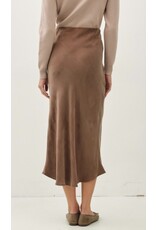 be cool Suede Feel Midi Skirt w/ Elastic Waistline