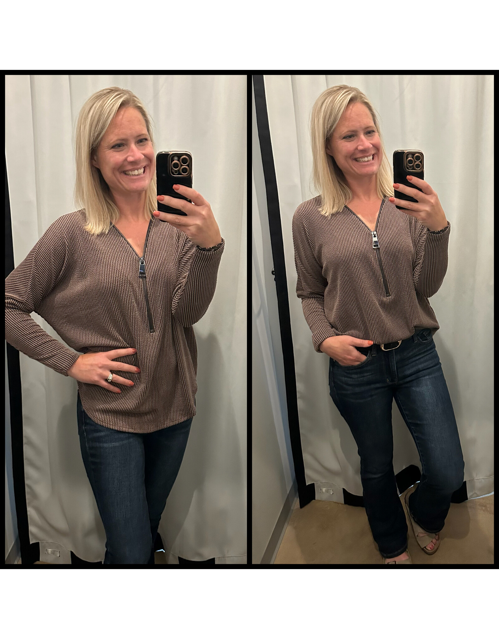 Dolman Sleeve Zipper Top