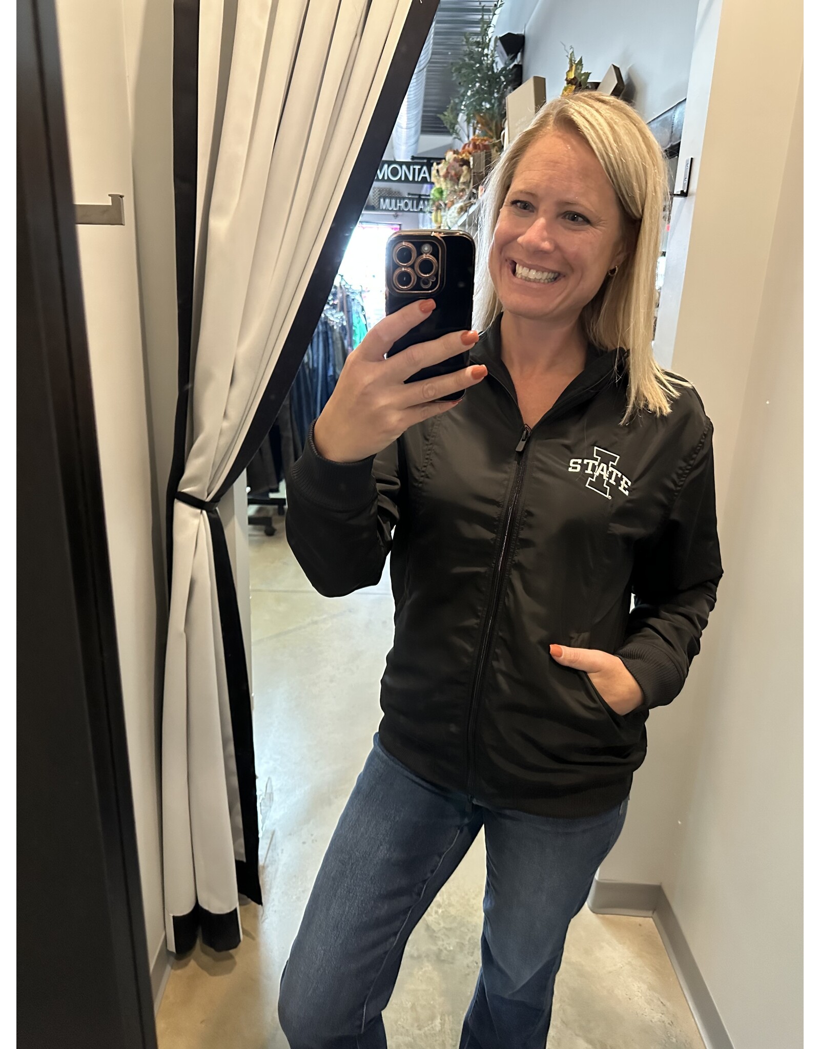 ISU embroidered mono b jacket