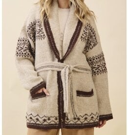 gee gee Fuzzy Knit Belted Cardigan