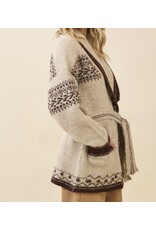 gee gee Fuzzy Knit Belted Cardigan
