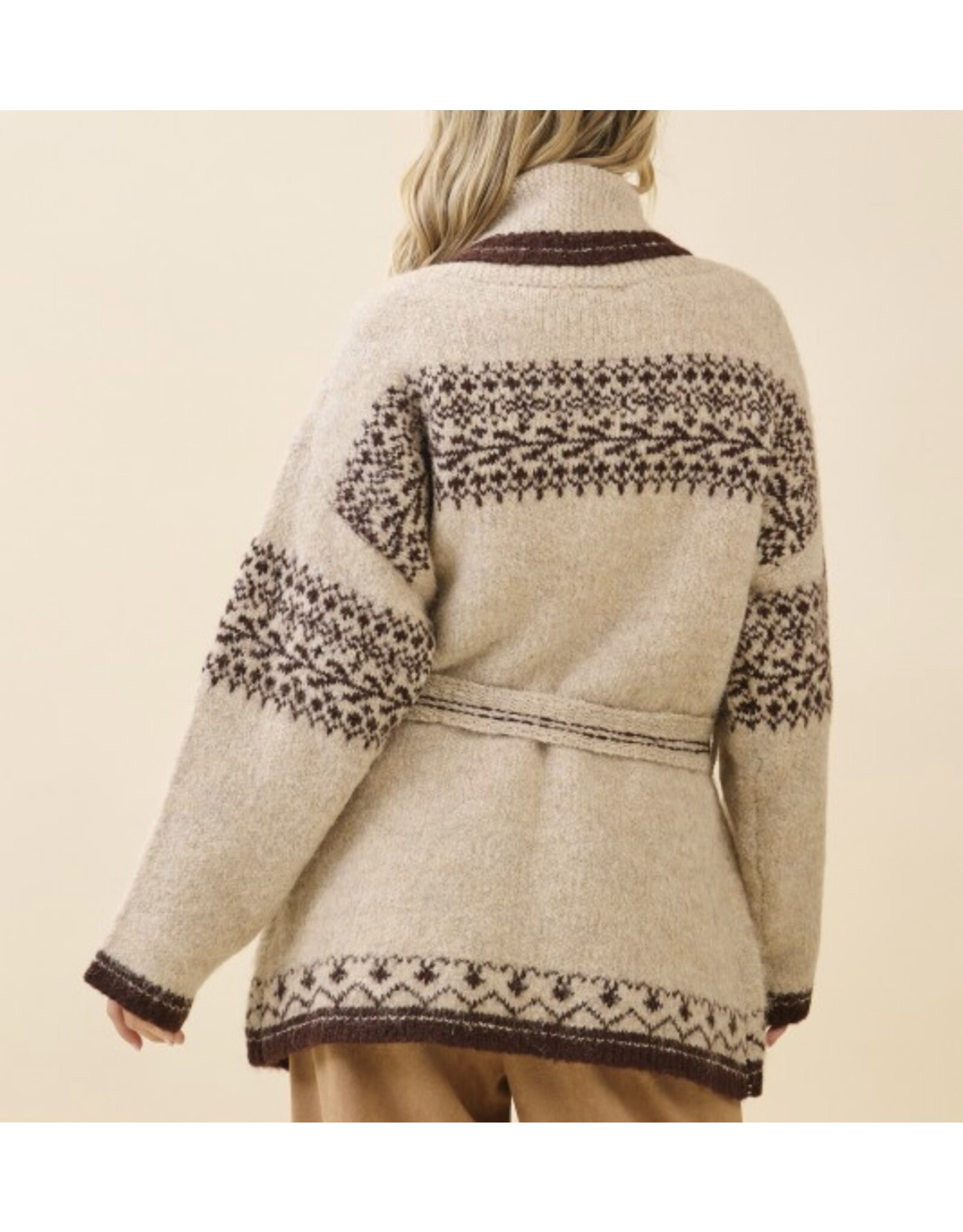 gee gee Fuzzy Knit Belted Cardigan