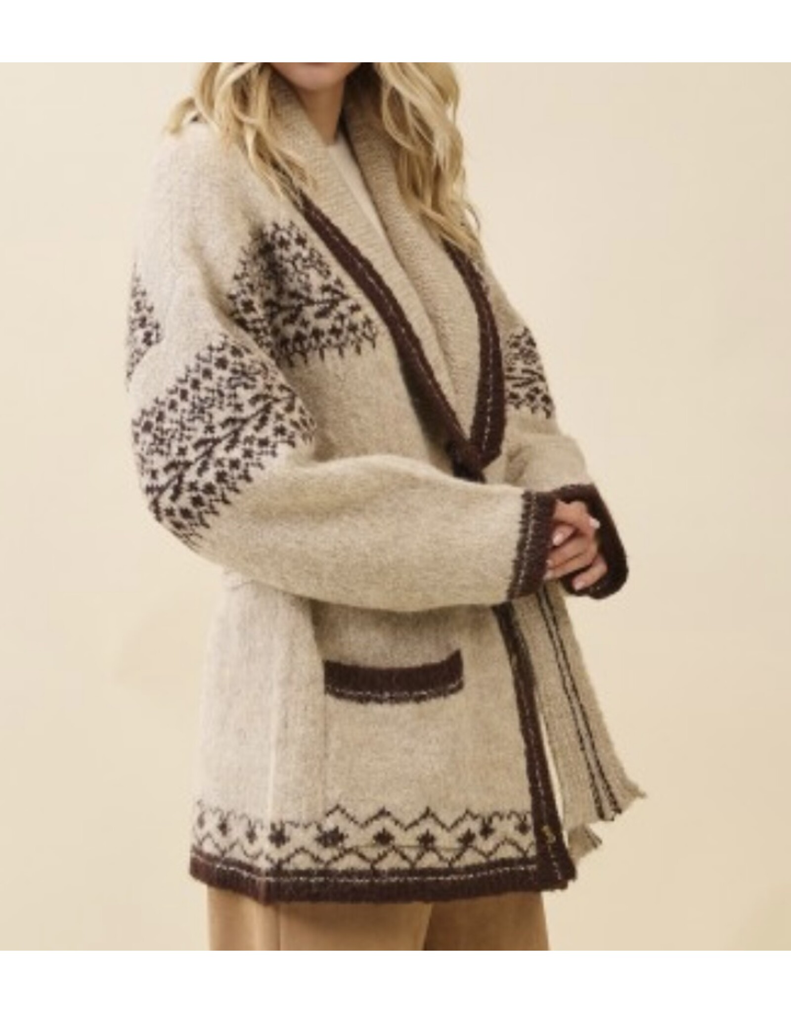 gee gee Fuzzy Knit Belted Cardigan