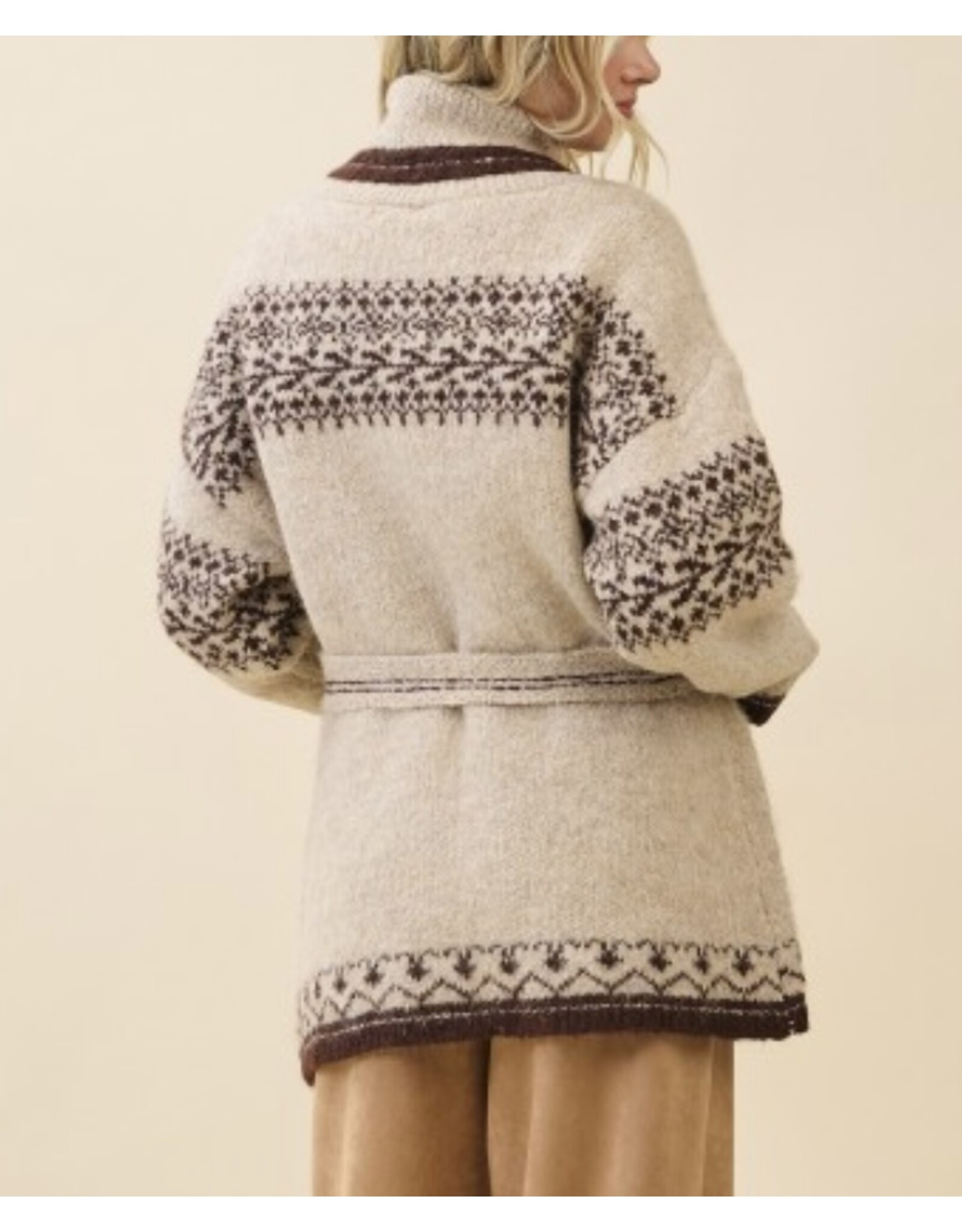 gee gee Fuzzy Knit Belted Cardigan