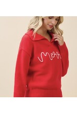 gee gee Merry Holiday Script Knit Sweater