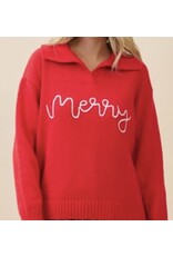 gee gee Merry Holiday Script Knit Sweater