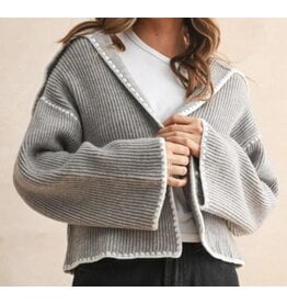 Contrast Stitch  Sweater Cardigan