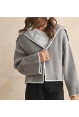 Contrast Stitch  Sweater Cardigan