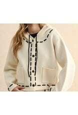 miou muse Stitch Knit Cardigan w/ hoody