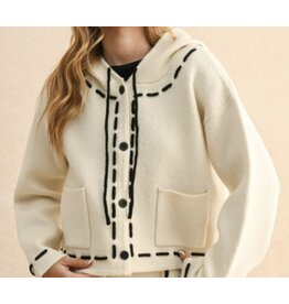 miou muse Stitch Knit Cardigan w/ hoody