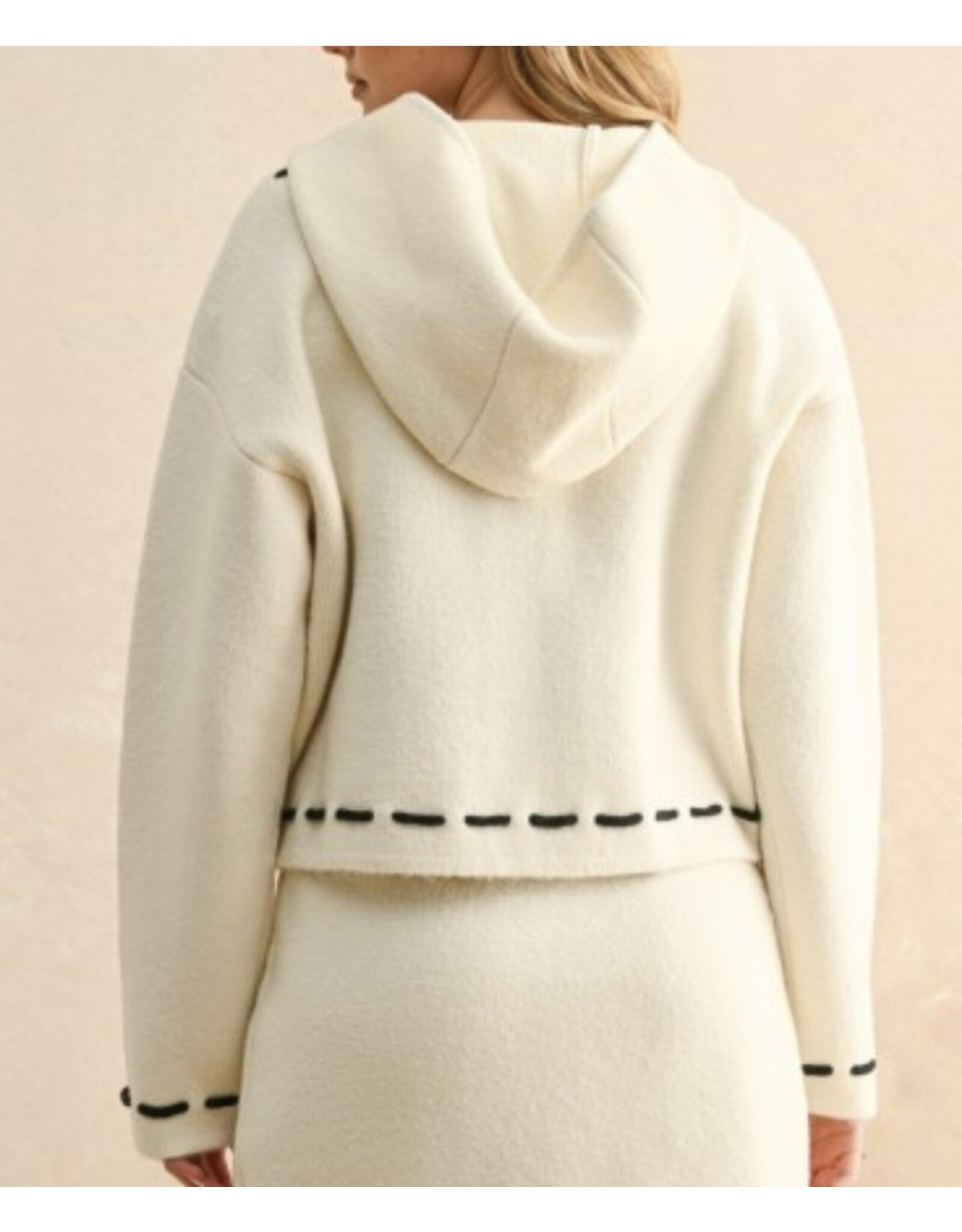 miou muse Stitch Knit Cardigan w/ hoody