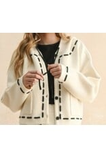 miou muse Stitch Knit Cardigan w/ hoody