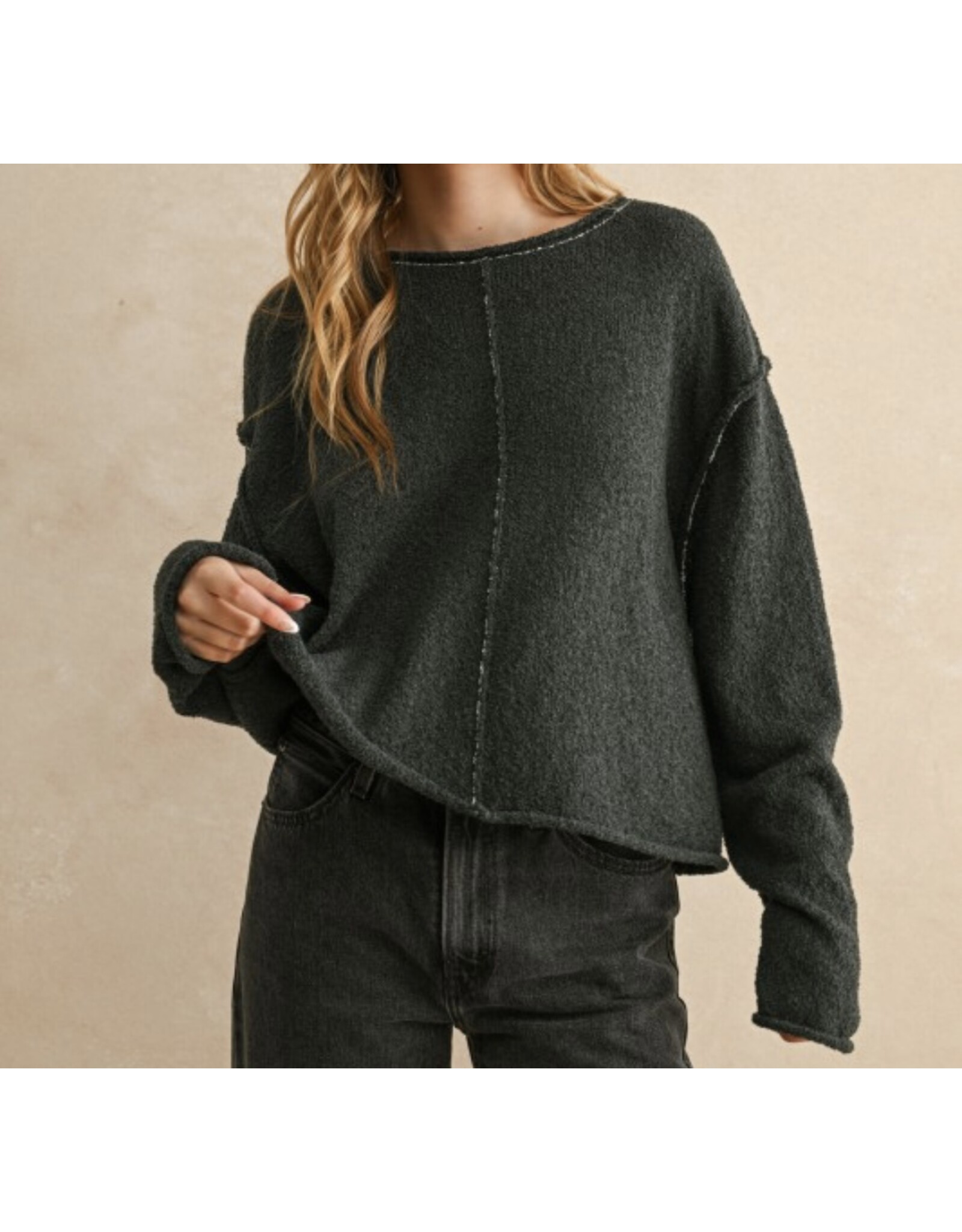 Charcoal Stitch Contrasted Sweater