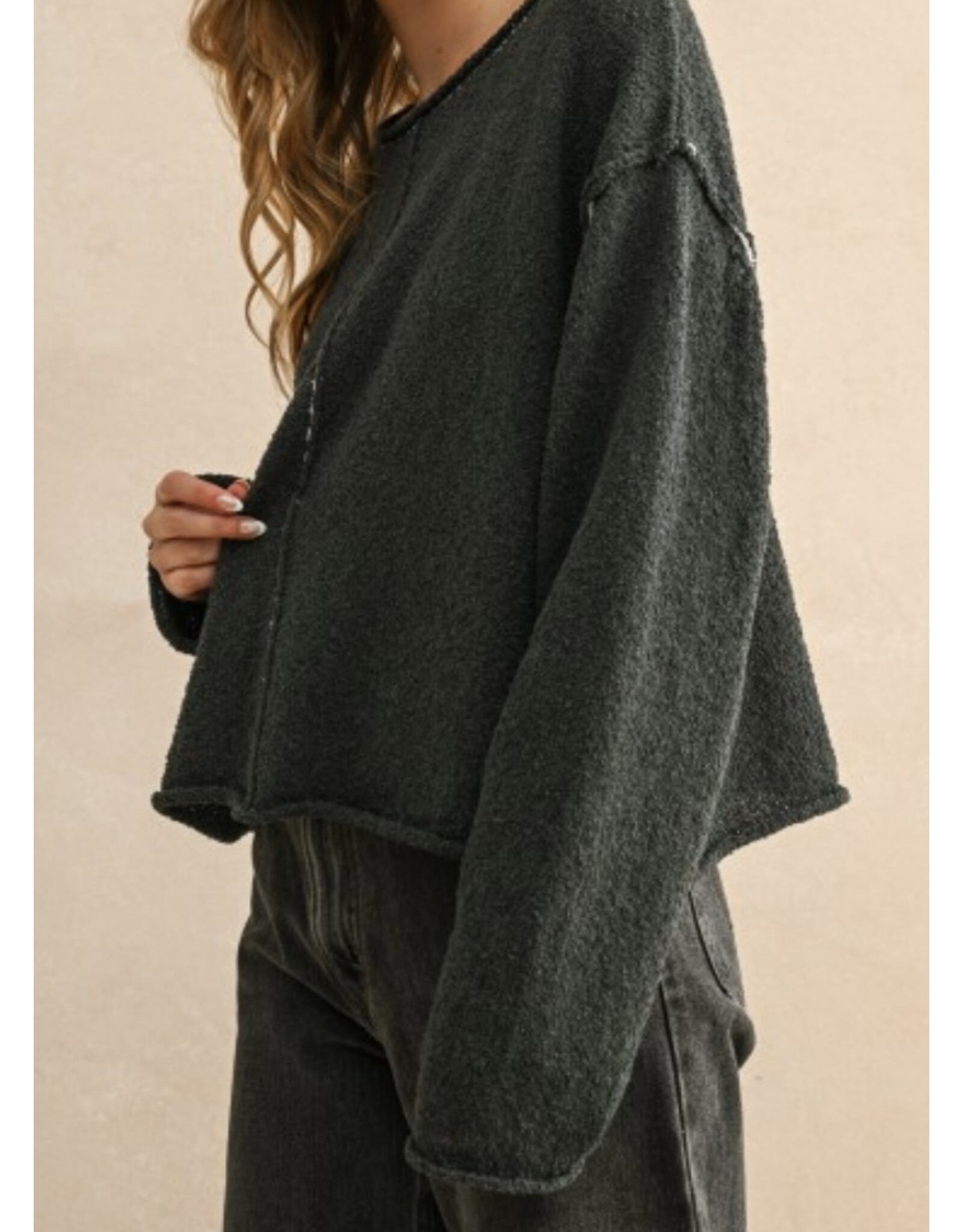 Charcoal Stitch Contrasted Sweater