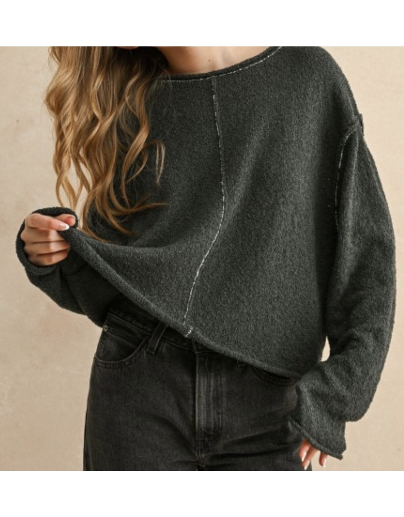 Charcoal Stitch Contrasted Sweater