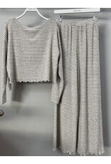Stripe Long Slv Boxy Top w/ Pants set