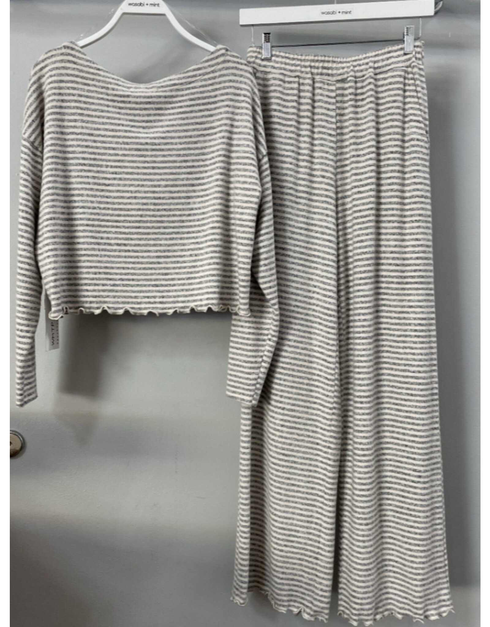 Stripe Long Slv Boxy Top w/ Pants set