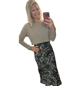 Satin Floral Slip Dress w/ Lightweight Sweater