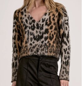 Elan Elan Cheetah Eyelash Cardigan