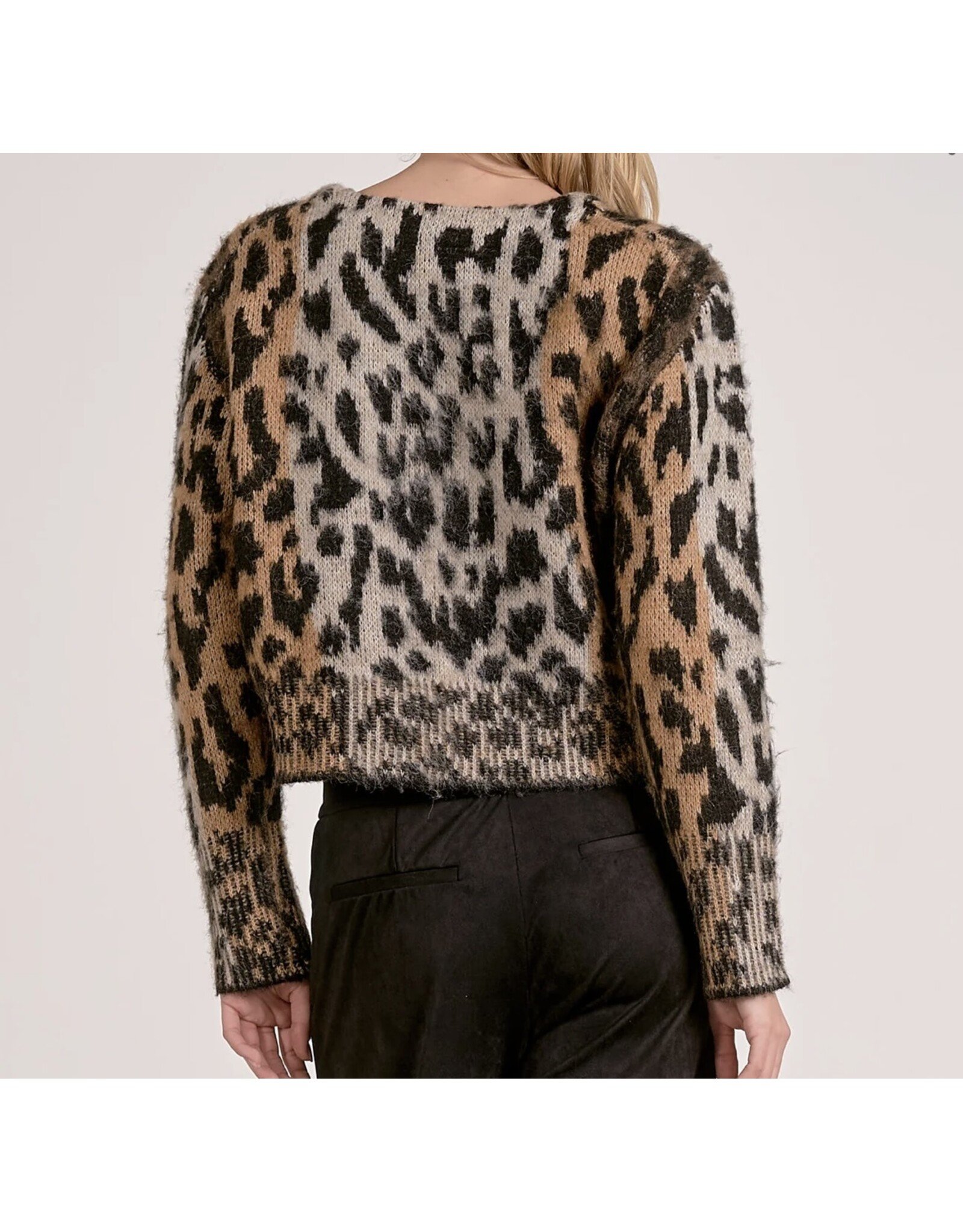 Elan Elan Cheetah Eyelash Cardigan